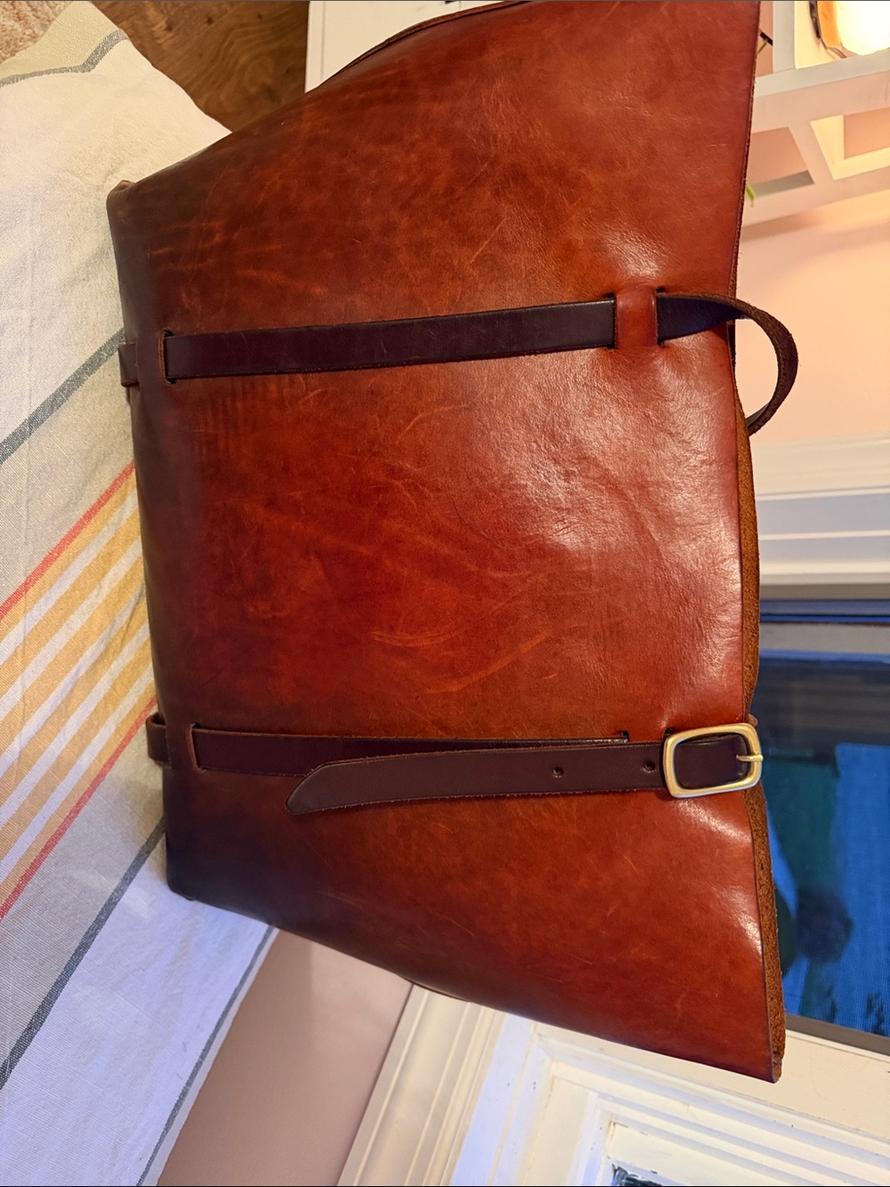Show Stopper Leather Tote Bag in Chestnut Brown - Picture 14 of 15